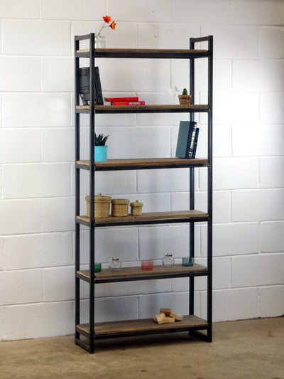 rustic bookcase wine rack wood and metal