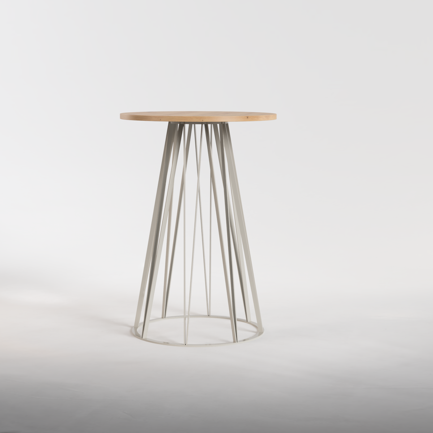 Round Table Nº 2 - Poseur Table - Silk Grey / Solid Oak
