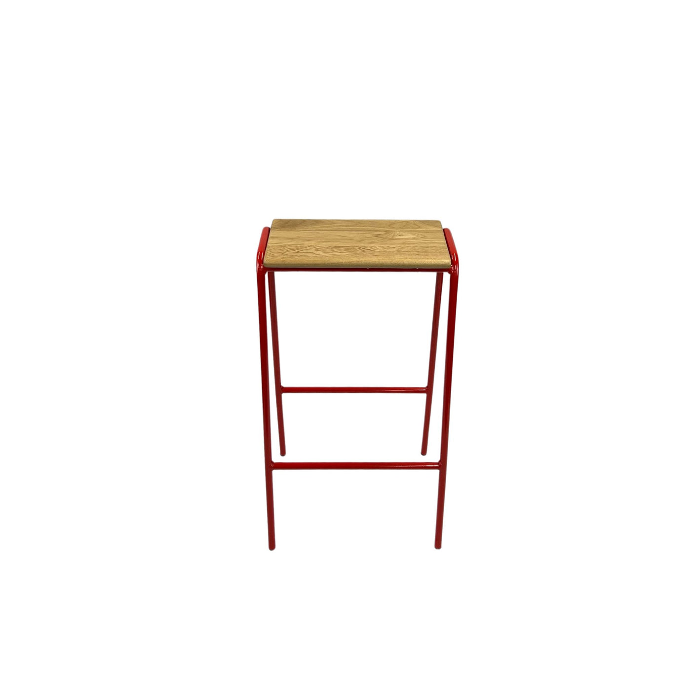 Bar Stool Nº 2 - Traffic Red / Solid Oak