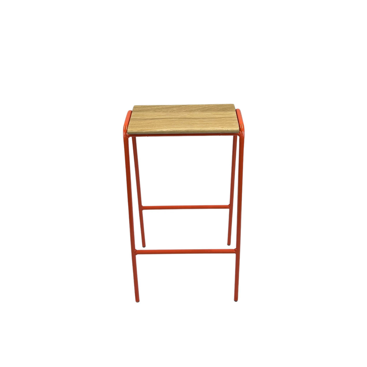 Bar Stool Nº 2 - Salmon Orange / Solid Oak