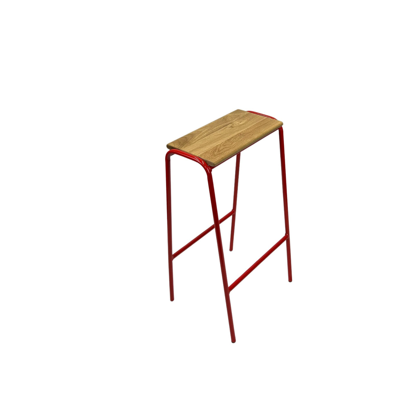 Bar Stool Nº 2 - Traffic Red / Solid Oak