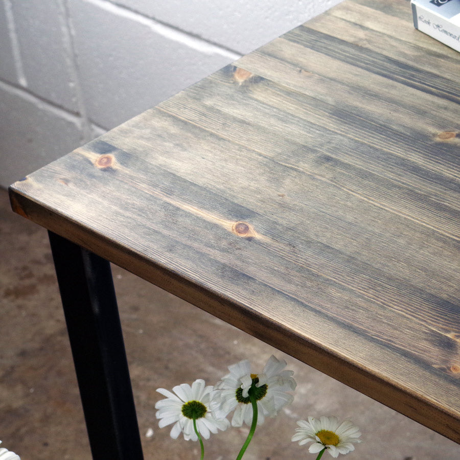industrial style reclaimed wood bar table