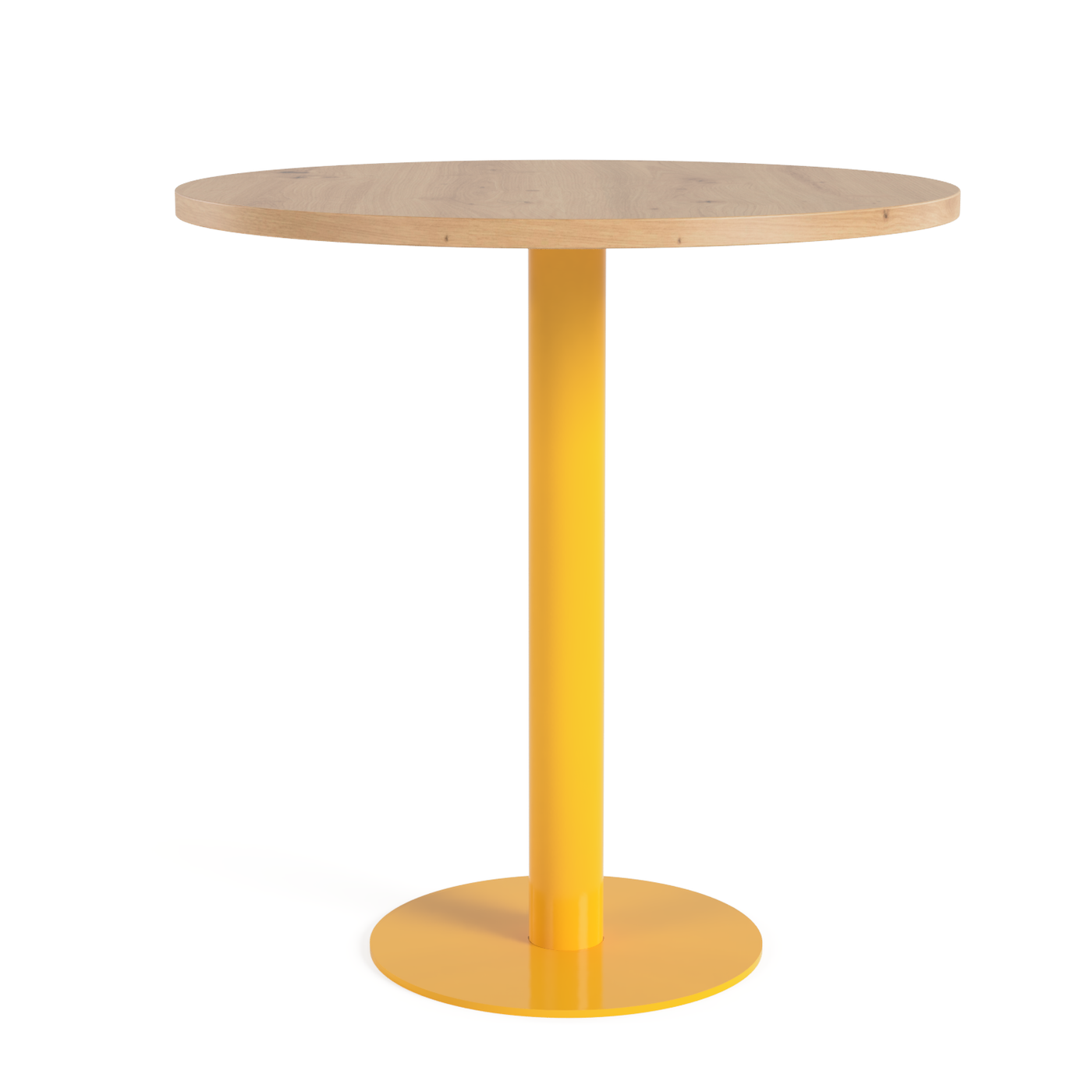 Round Table Nº 0 - Bistro / Cafe Table - Zinc Yellow / Solid Oak