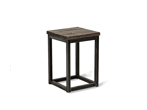 solid reclaimed wood and metal stools