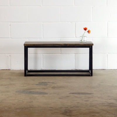 rustic wood and metal coffee table