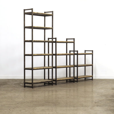 industrial wood and metal bookcase absalom classics